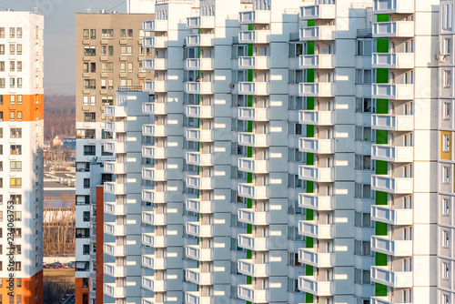 View Of the new Khimki from the roof. Construction of a new modern district. Moscow region. Khimki. Russia.