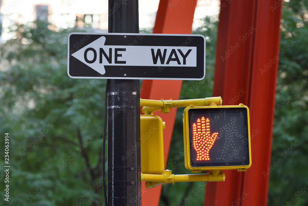 One way street sign n Manhattan