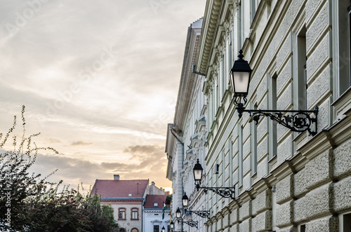 Lighting in the streets of the city Pecs, Hungary