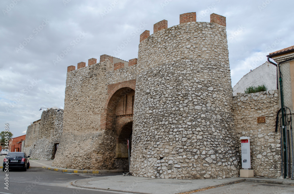 the villa gate in the ancient wall of Olmedo in Valladolid