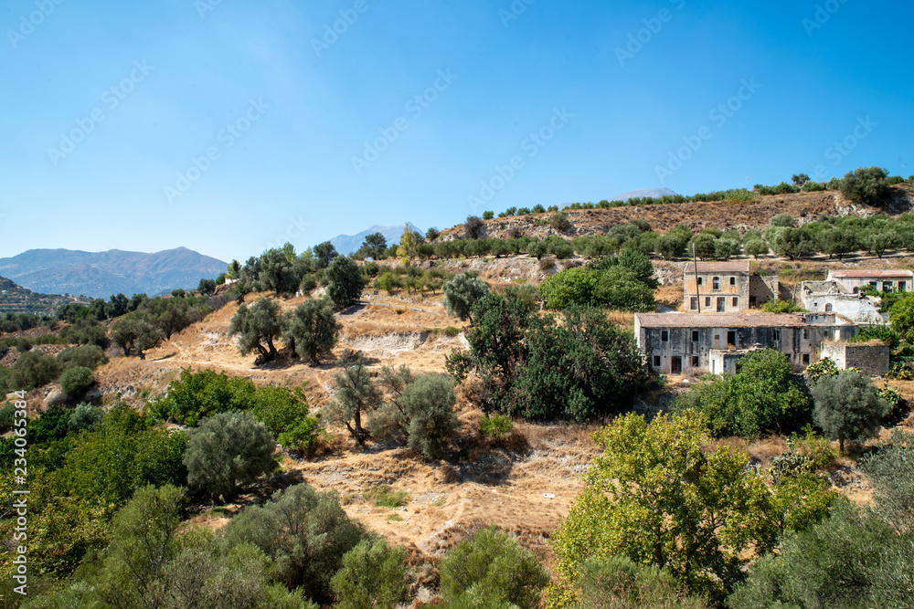 landscape with a view abandoned buildings on Crete