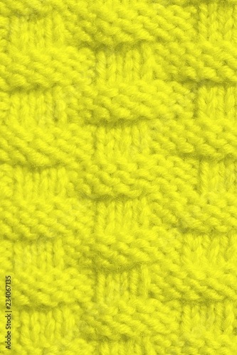 The texture of the knitted sample color Golden Lime . Fashionable palette of this season. © Nadzeya Pakhomava