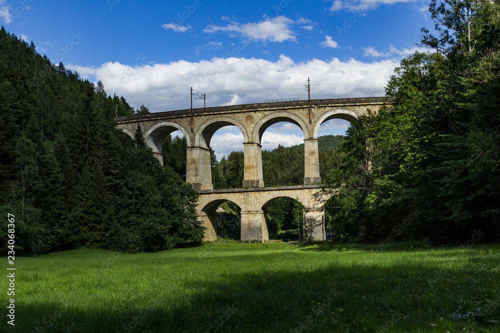 Fototapeta premium View on railway bridge over valley