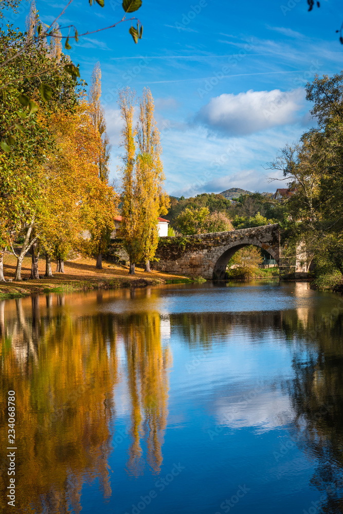 Fall foliage at river Arnoia in Allariz, Ourense Fall foliage at river Arnoia in Allariz, Ourense