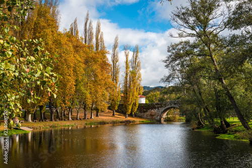 Fall foliage at river Arnoia in Allariz, Ourense