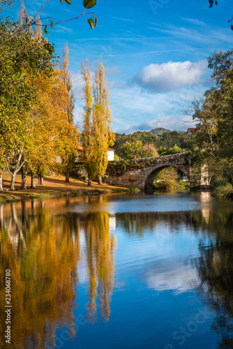 Fall foliage at river Arnoia in Allariz, Ourense