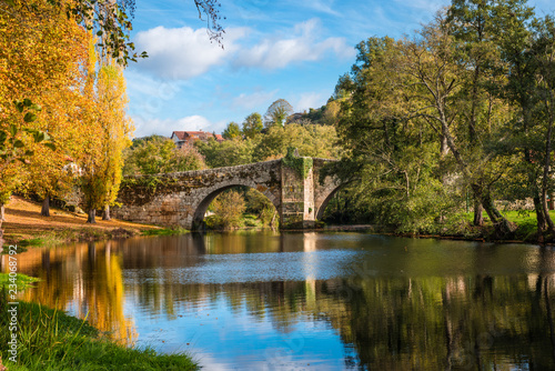 Fall foliage at river Arnoia in Allariz, Ourense