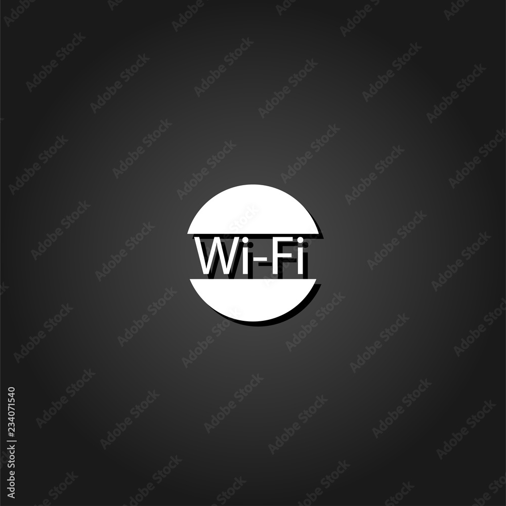 Wifi icon flat. Simple White pictogram on black background with shadow. Vector illustration symbol Wifi icon flat. Simple White pictogram on black background with shadow. Vector illustration symbol