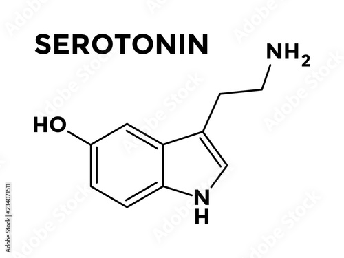 Serotonin neurotransmitter structural chemical formula photo