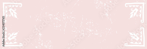 Chic trendy universal scandinavian background witn hand drawn floral folk motif and archival painting texture