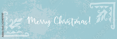 Christmas trendy universal scandinavian background witn hand drawn floral folk motif and archival painting texture