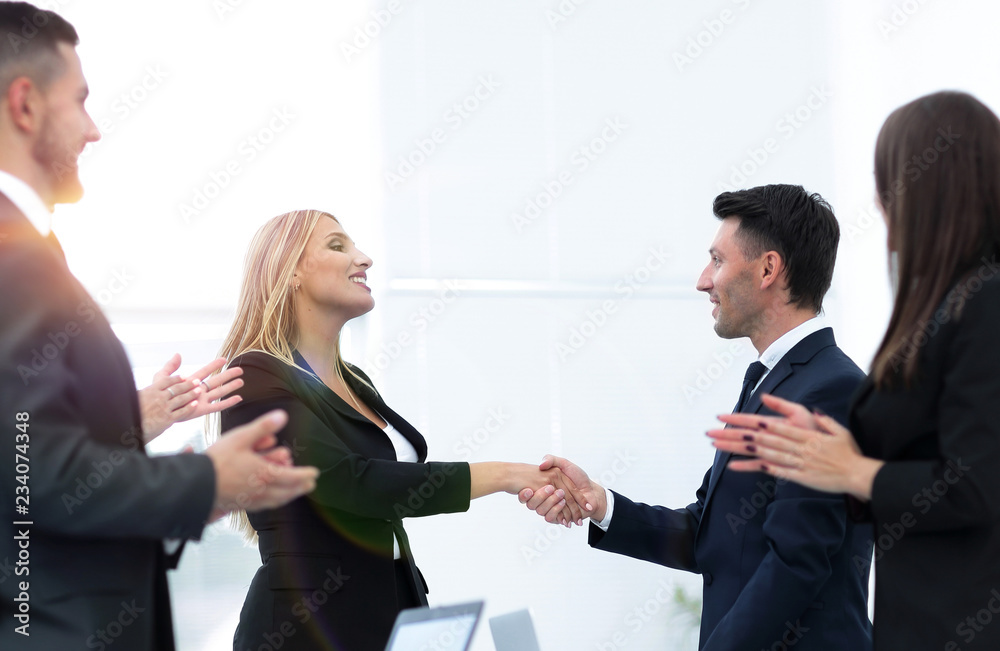 handshake business partners after discussion of the contract handshake business partners after discussion of the contract