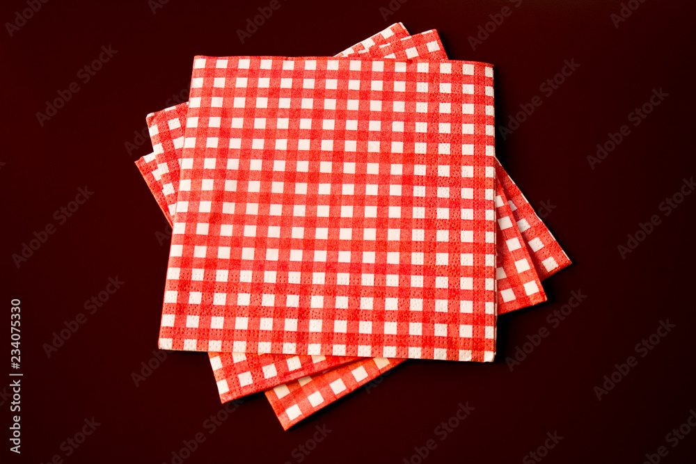 napkin on the wooden table. top view. napkin on the wooden table. top view.