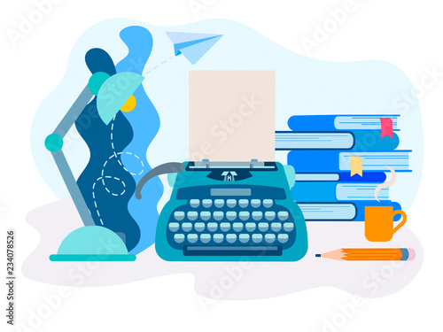 Vector illustration of the writer's desktop.