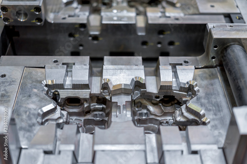 High precision die mold for casting automotive aluminium parts make with iron metal steel by lathe milling drilling and CNC machinery in the factory