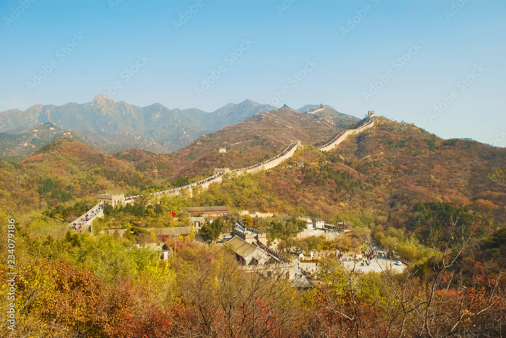 Great wall near Bejing in sunny day. .