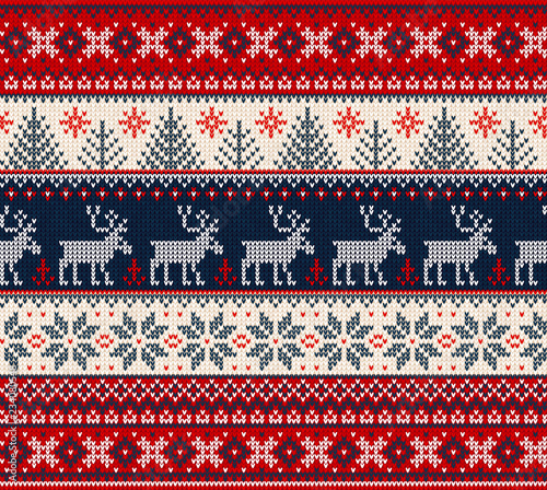 Ugly sweater Merry Christmas Happy New Year seamless pattern frame.