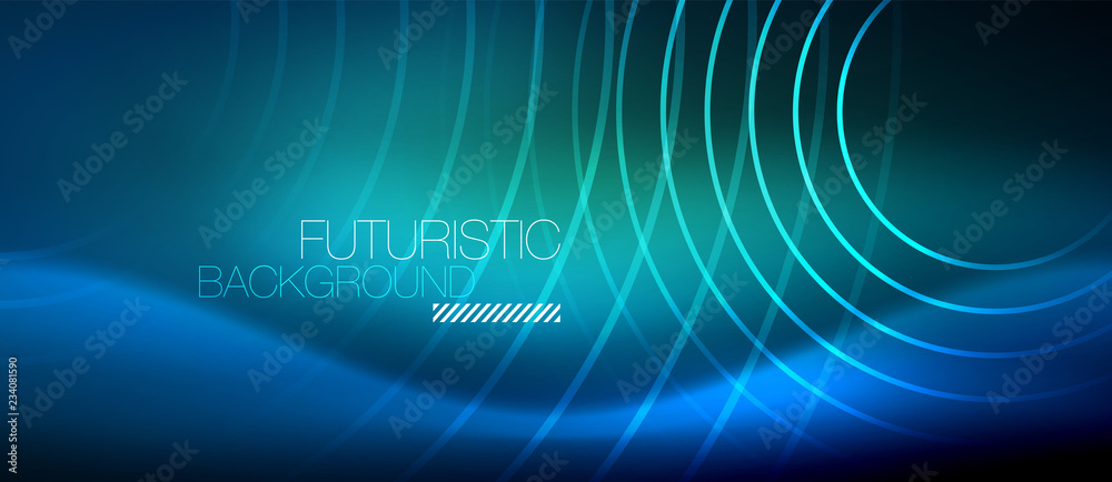 Neon glowing circles background Neon glowing circles background