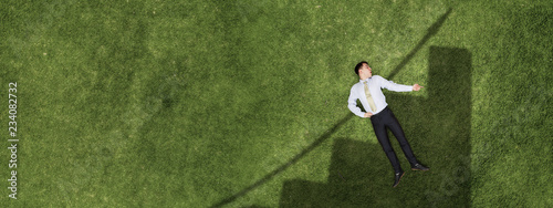 Pensive businessman on grass © Sergey Nivens