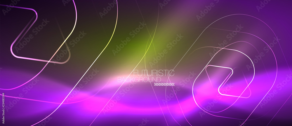 Obraz premium Color shiny neon lights background with abstract lines
