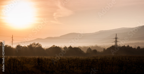 sunrise in fog