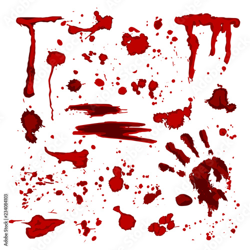 Bloody red drops and splashes grunge desig