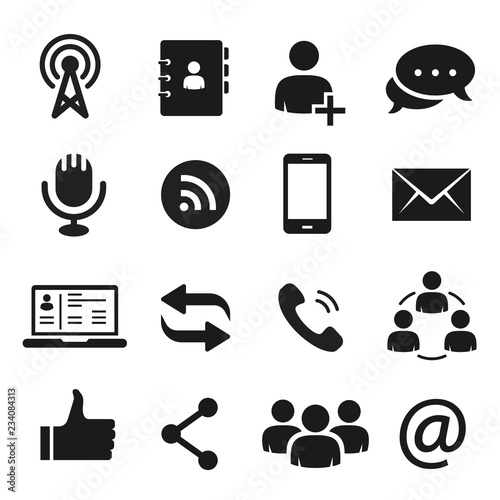 Communication icons for internet chat and social media