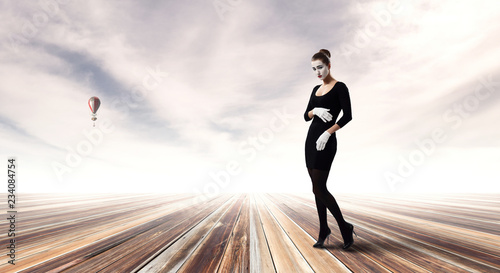 Young woman mime. Mixed media © Sergey Nivens