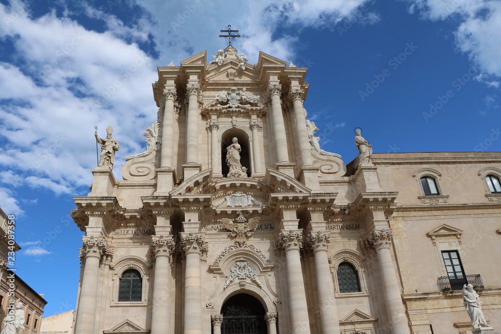 Cathedral at Piazza duomo in Ortygia Syracuse, Sicily Italy 