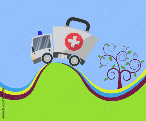 Ambulance car emergency auto as first aid kit
