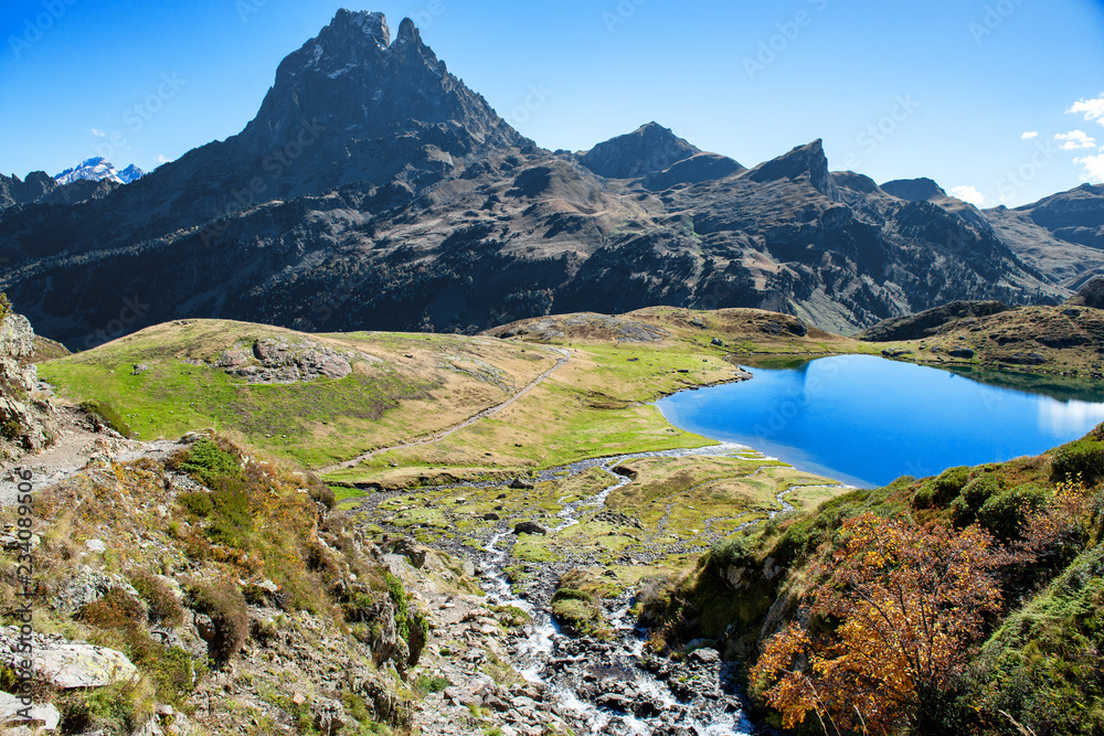 view of Pic Du Midi Ossau in autumn, France, Pyrenees