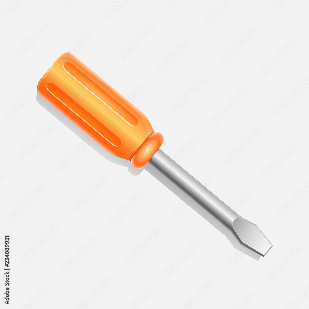 Realistic Screwdriver isolated on white background. Vector illustration, eps 10. Realistic Screwdriver isolated on white background. Vector illustration, eps 10.