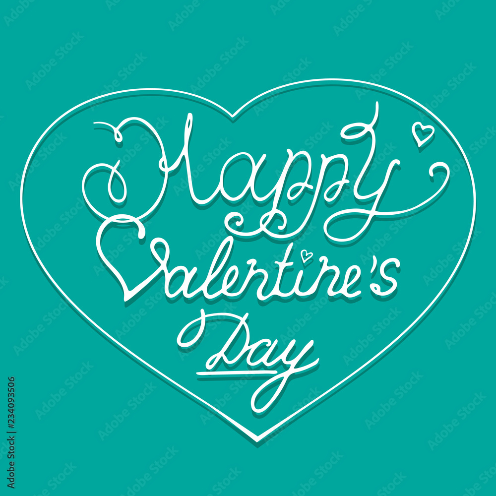Fototapeta premium Happy Valentines Day Vintage Card With Lettering. illustration..