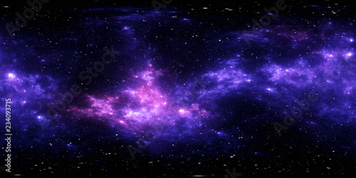 Fototapeta Naklejka Na Ścianę i Meble -  360 degree space nebula panorama, equirectangular projection, environment map. HDRI spherical panorama. Space background with nebula and stars