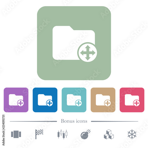 Move directory flat icons on color rounded square backgrounds photo