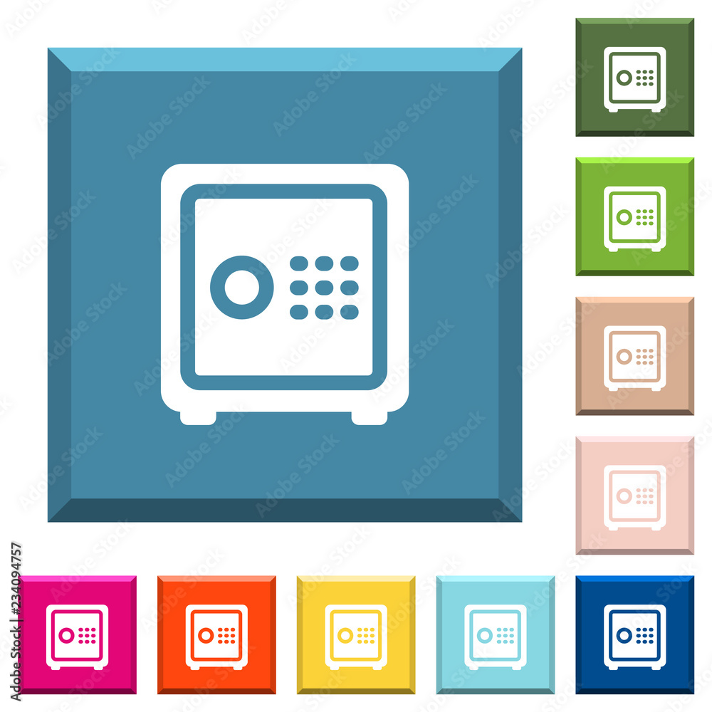 Strong box with key code white icons on edged square buttons Strong box with key code white icons on edged square buttons