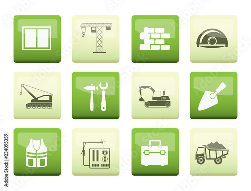 building and construction icons over color background - vector icon set