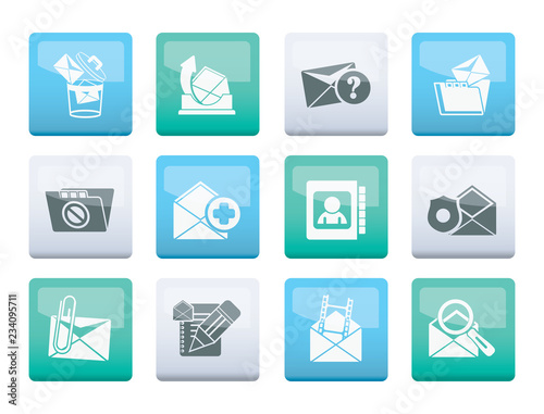 E-mail and Message Icons over color background - vector icon set