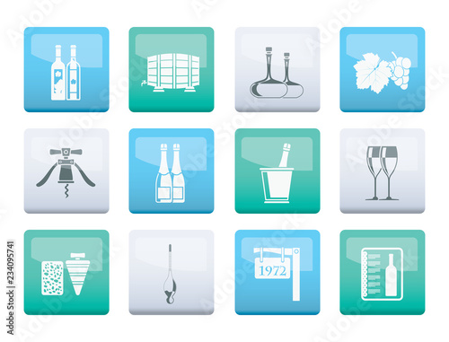 Wine and drink Icons over color background - Vector Icon Set