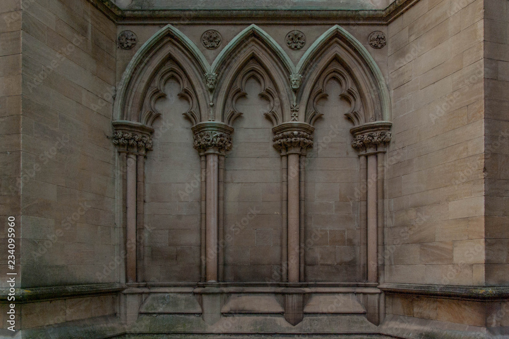 Fototapeta premium Old block Walls with Arched Columns in English