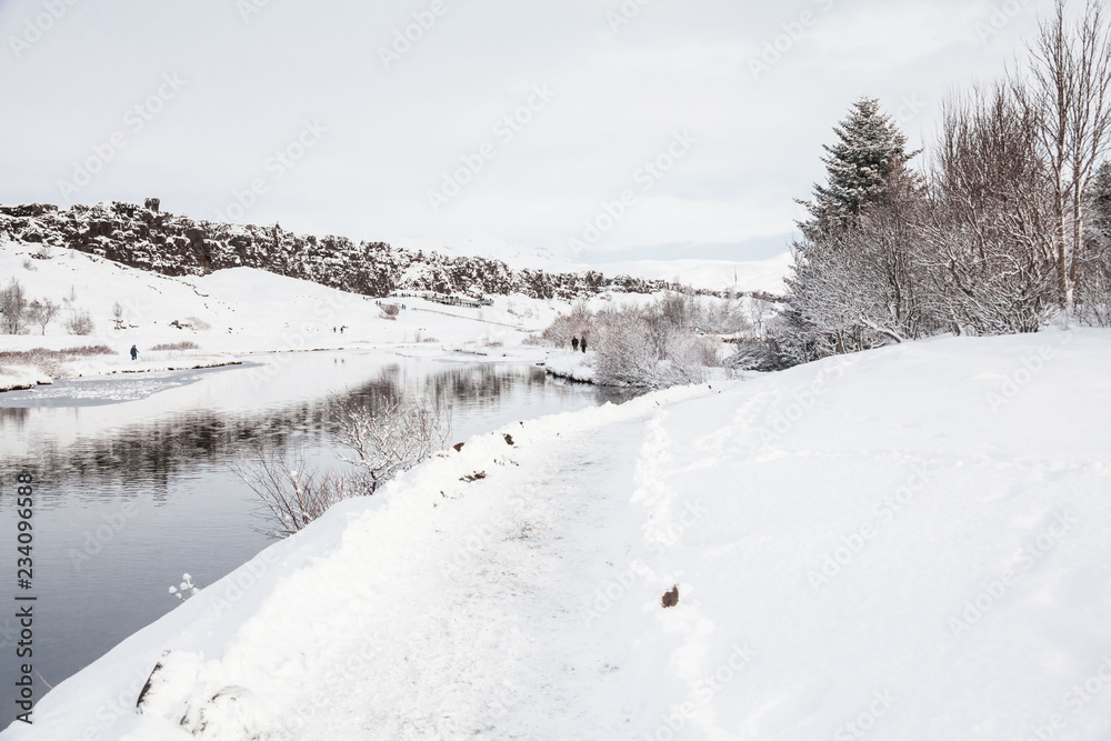 Thingvellir National Park or better known as Iceland pingvellir National Park during winter Thingvellir National Park or better known as Iceland pingvellir National Park during winter