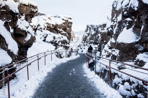 Thingvellir National Park or better known as Iceland pingvellir National Park during winter photo
