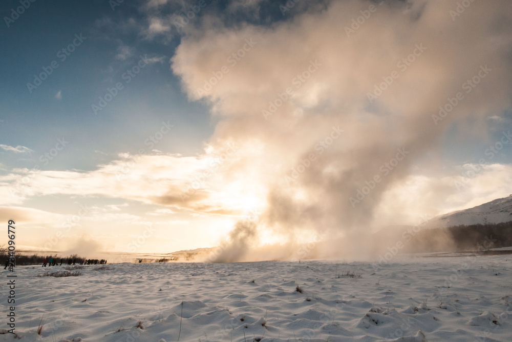 Geysir or sometimes known as The Great Geysir which is a geyser in Golden Circle southwestern Iceland
