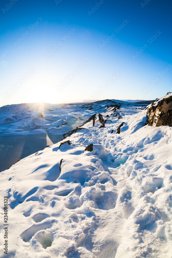 Svinafellsjokull glacier view during winter snow in Iceland Svinafellsjokull glacier view during winter snow in Iceland