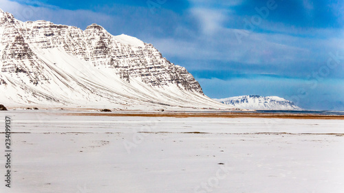 Jokulsarlon snow landscape in Hvannadalshnukur, Iceland for beautiful background photo