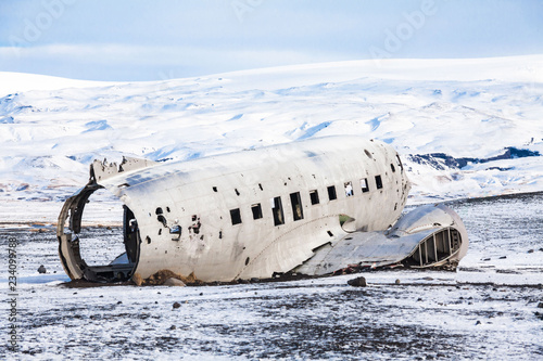 Solheimasandur the plane wreck view during winter snow photo