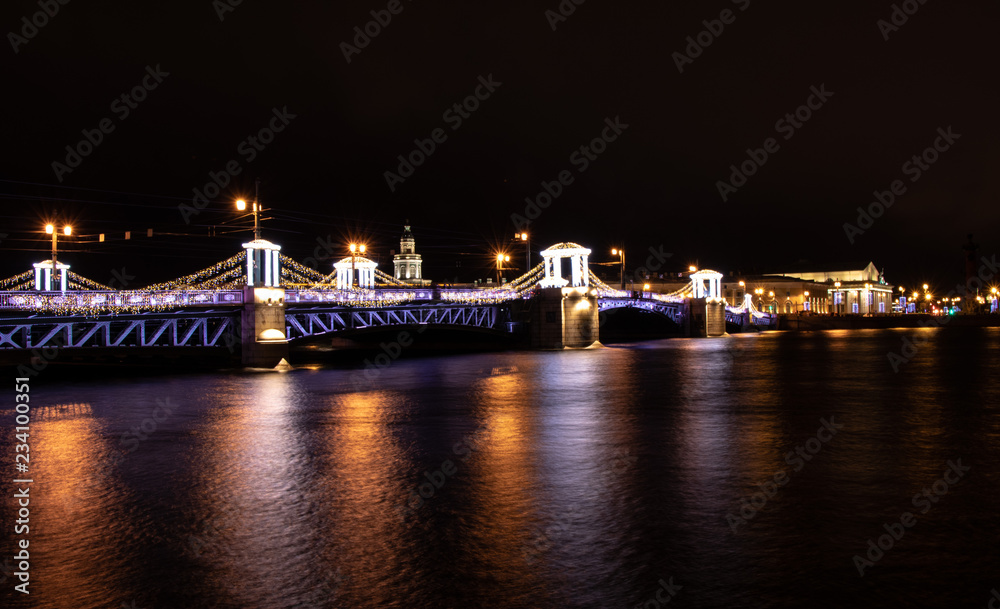 Obraz premium ST. PETERSBURG, RUSSIA. Street decoration for Christmas. The city is decorated for the New year. Winter holidays in St. Petersburg, Russia