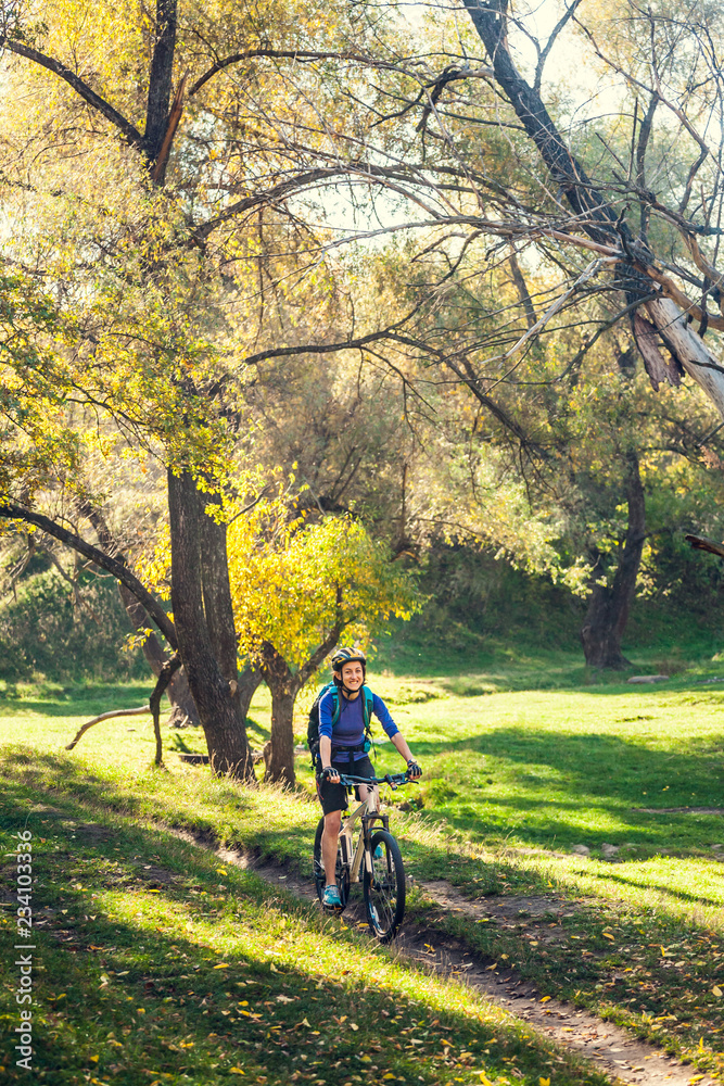 Biking in the forest. Biking in the forest.