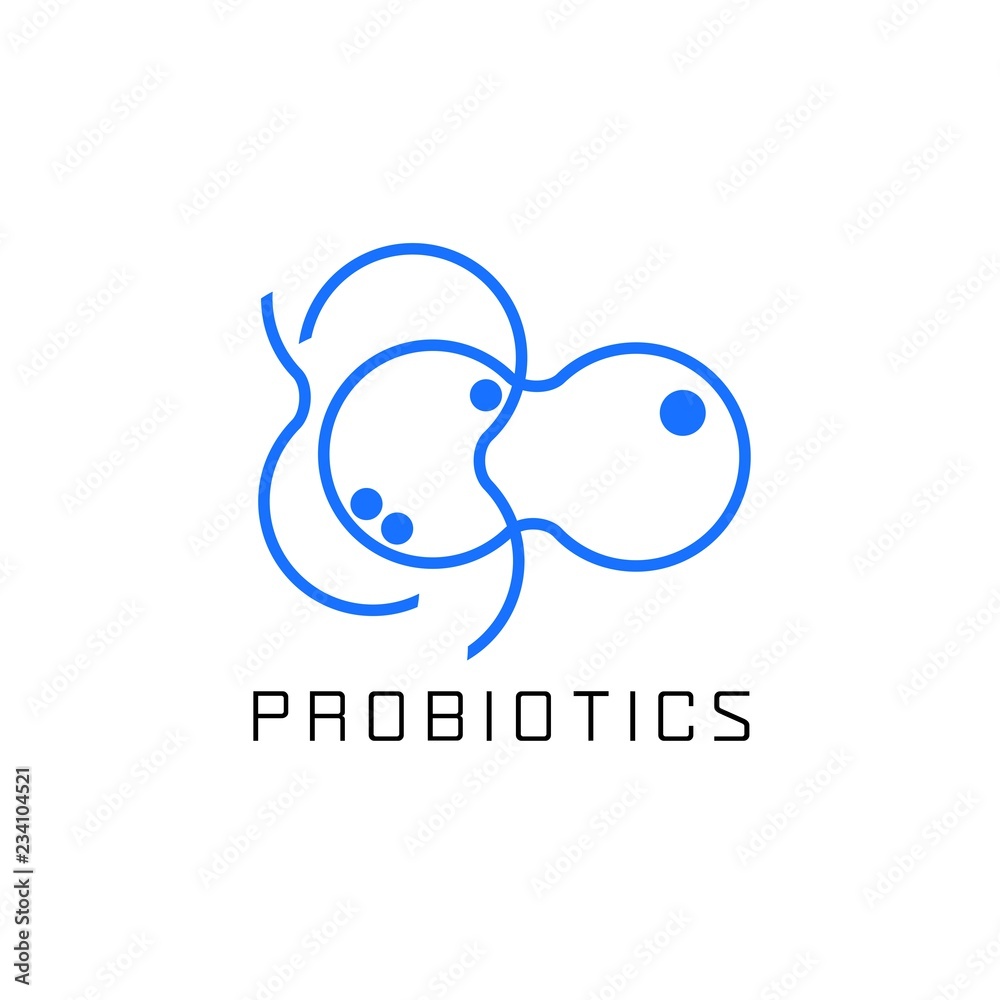 Probiotics logo. Bacteria logo. Concept of healthy nutrition ingredient for therapeutic purposes. Simple flat style trend modern logotype graphic design isolated Probiotics logo. Bacteria logo. Concept of healthy nutrition ingredient for therapeutic purposes. Simple flat style trend modern logotype graphic design isolated