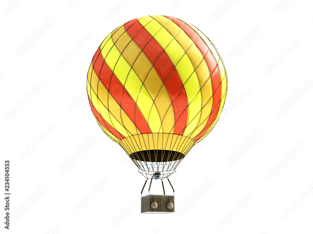 Fototapeta premium Hot Air color balloon 3d render on white background
